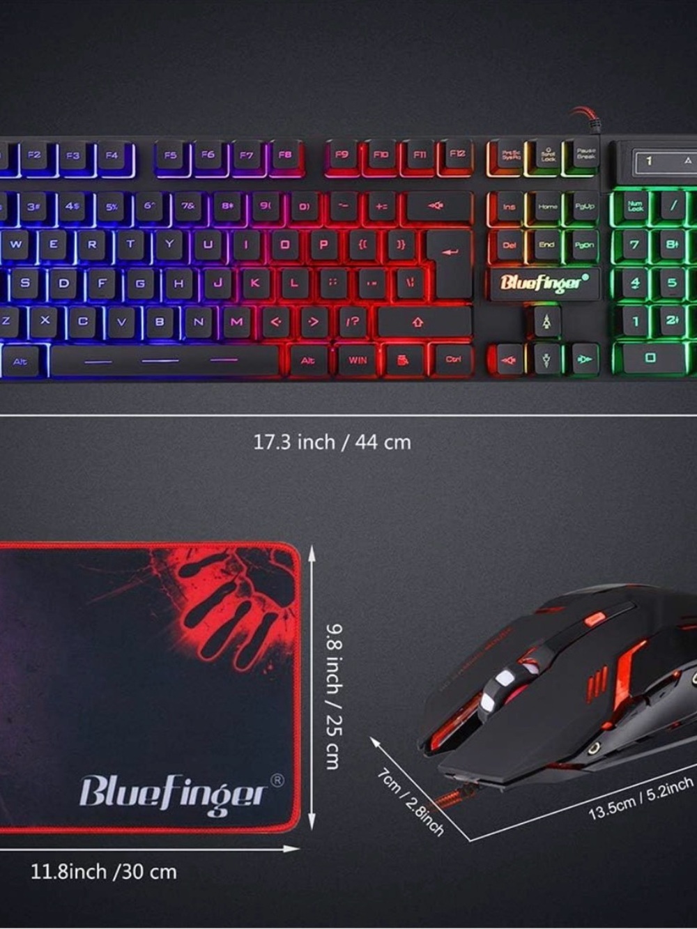RGB Gaming Keyboard and Mouse Combo - Black with Multicolor Backlight